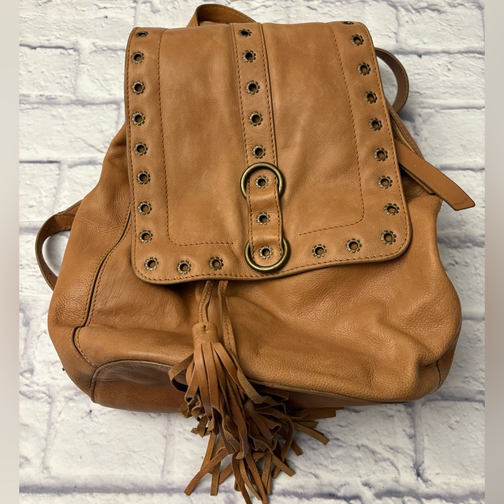 FRYE AND CO. Brown Leather Backpack with Grommet Accents